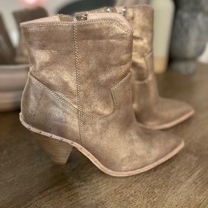 Gold metallic western booties